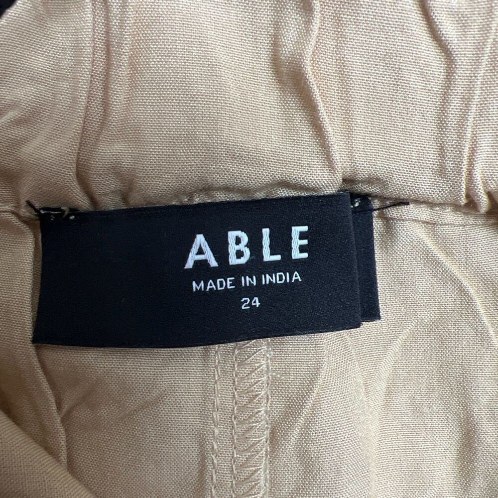 Able Alethea Drapey Wide Leg Trouser size 24 Oat Milk Khaki Lightweight Office - Picture 9 of 12